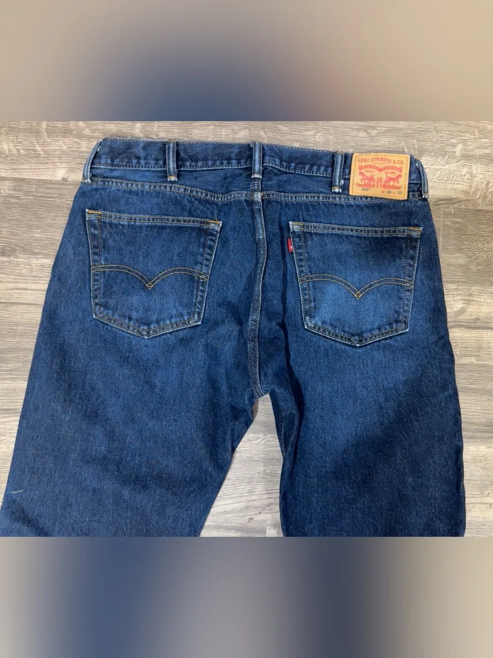Levi’s 505 Men’s Jeans W38 L32 Regular Fit Straight Leg Dark Blue 100% Cotton